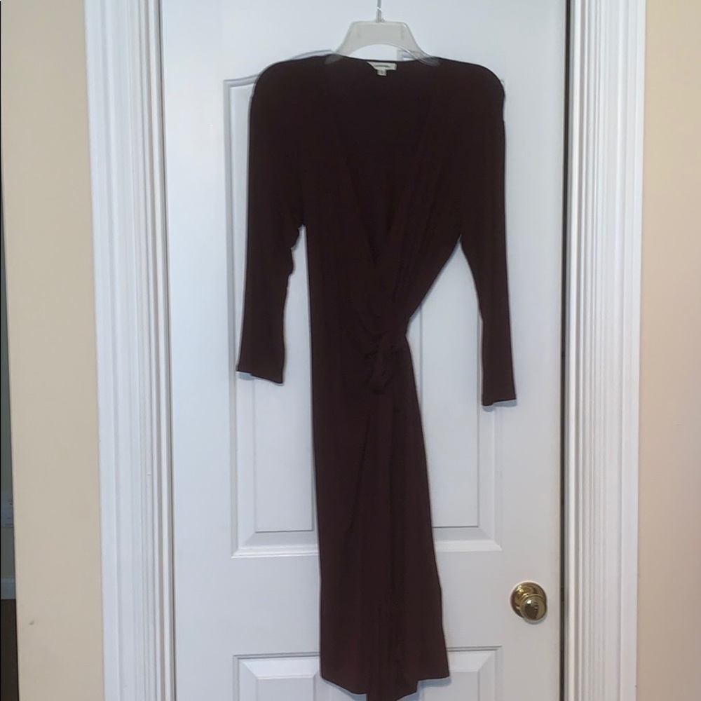 Max Studio maroon wrap dress.